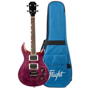 Flight Vanguard Solid Body Transparent Purple Electric Ukulélé